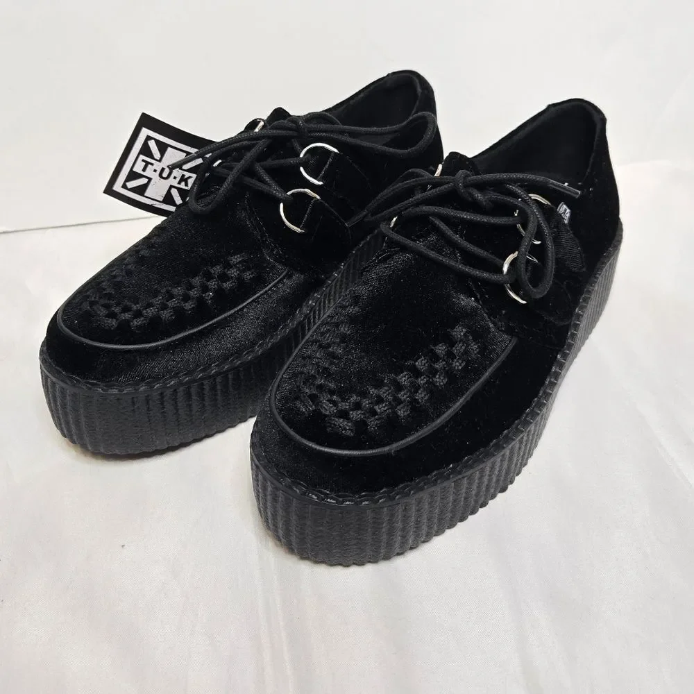 NEW‎ TUK black velvet viva mondo platform vegan creeper unisex size M7/W9 EU 40